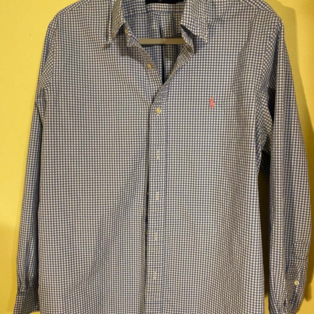Ralph Lauren Blue and White Checkered Shirt